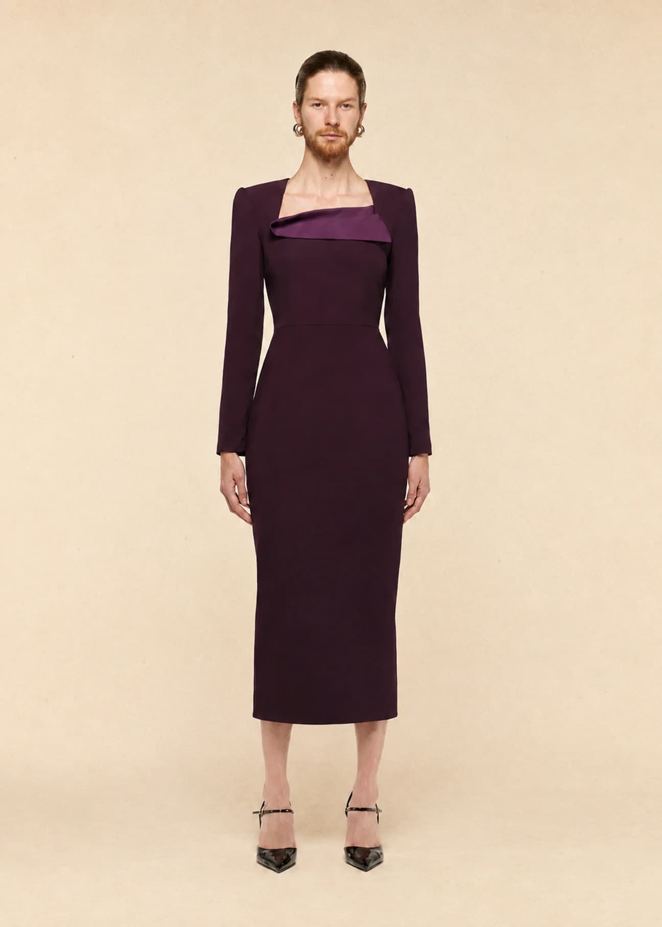 Cady Column Dress in Dark Purple