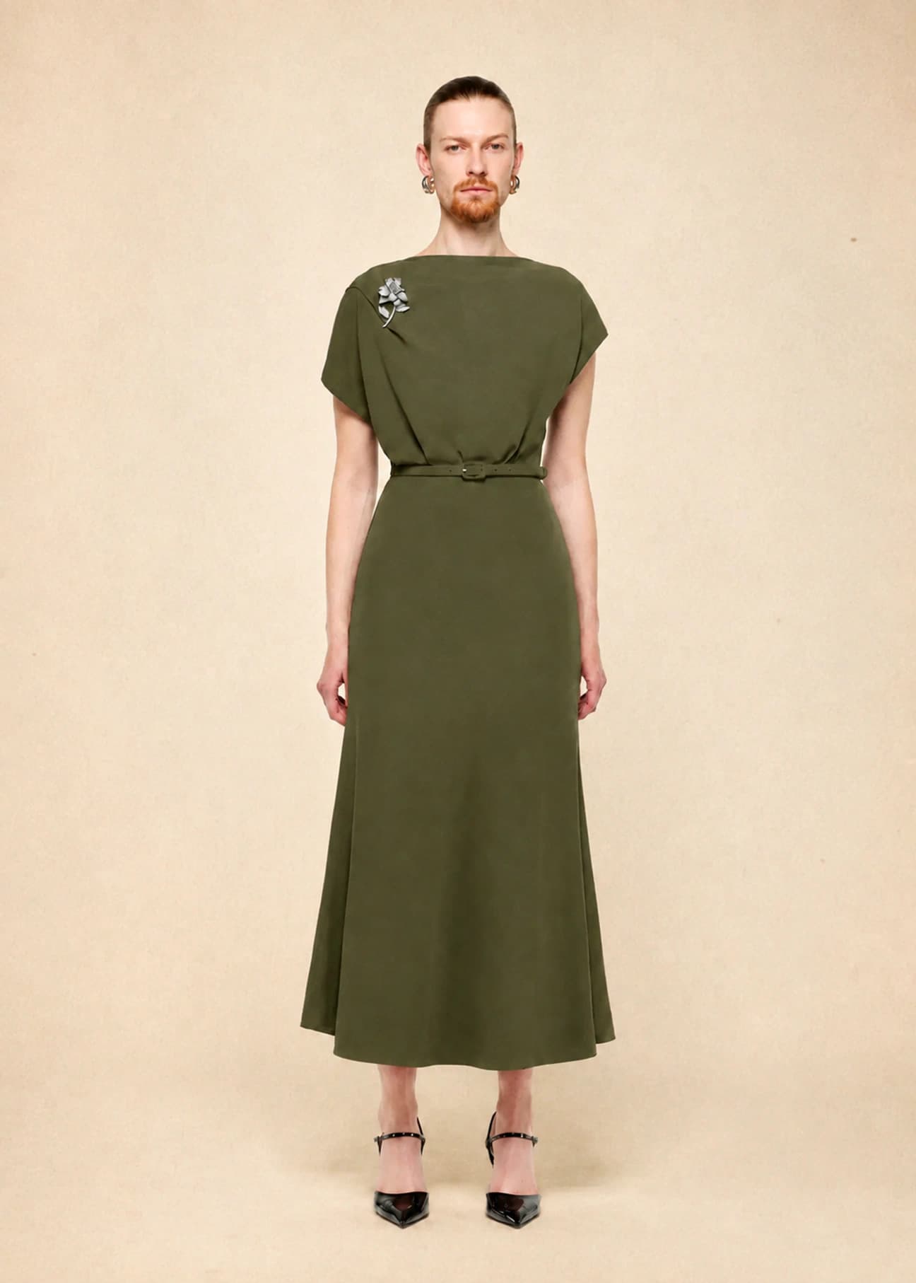 Light Cady Dress in Olive Green